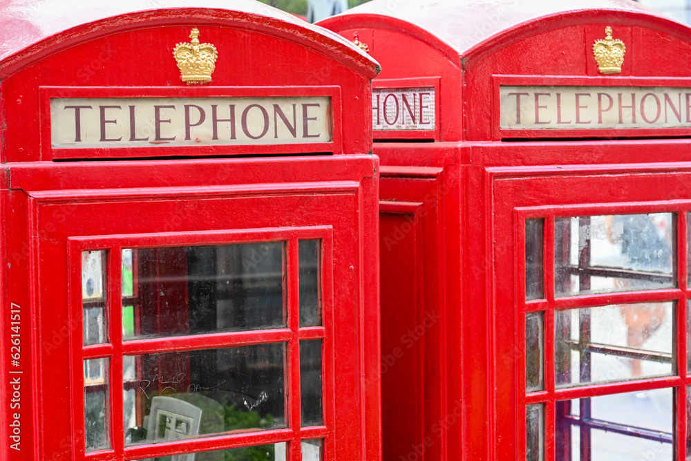 closeup of red telephone box in London City closeup of red telephone box in London City
