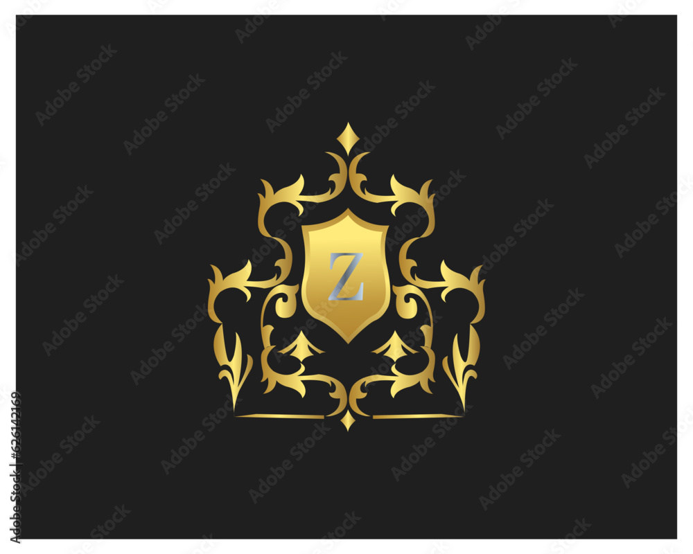 Luxury Letter Logo  Icon template in vector for Restaurant, Royalty, Boutique, Hotel, Heraldic, Jewelry, Fashion and other vector illustration. Golden decoration and Platinum color Letter design.
