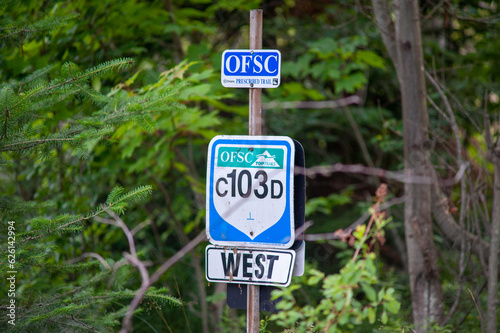 OFSC trail sign in Northern Ontario Canada