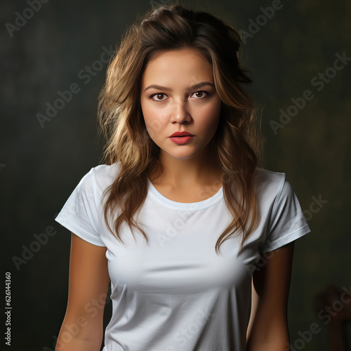 woman wearing a basic blank...