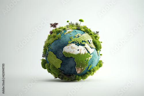 World environment and earth day concept with globe, World environment and earth day concept with glass globe and eco friendly enviroment Earth day concept on white background, World environment day. G © HayyanGFX