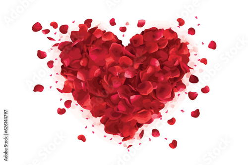 red heart made of petals