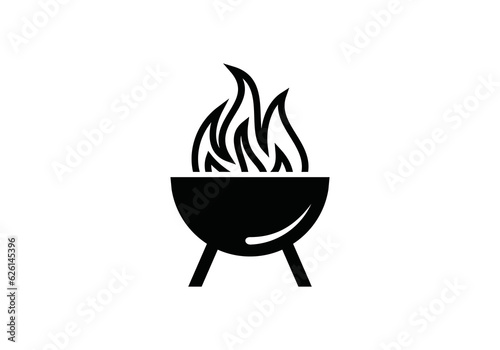 fire logo hot bbq restaurant food icon vector concept.