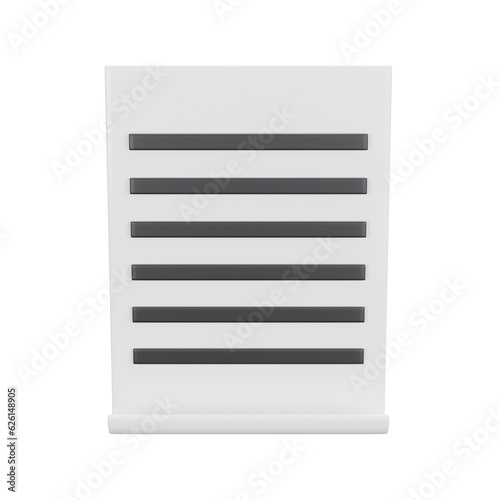 3d white sheet of paper document office with strokes logo icon. management efficient work on project plan concept, assignment and exam, work solution render illustration. isolated transparent png