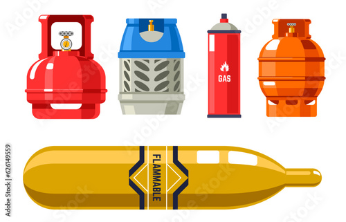 Tanks and cylinders with gas and petroleum vector