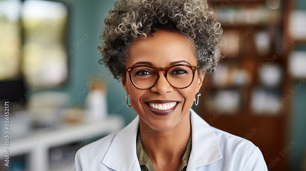 African professional female. doctor with stethoscope. generative ai. African professional female. doctor with stethoscope. generative ai.