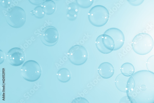 Beautiful Transparent Soap Bubbles Floating in The Air. Abstract Background  Refreshing of Soap Suds Bubbles Water.