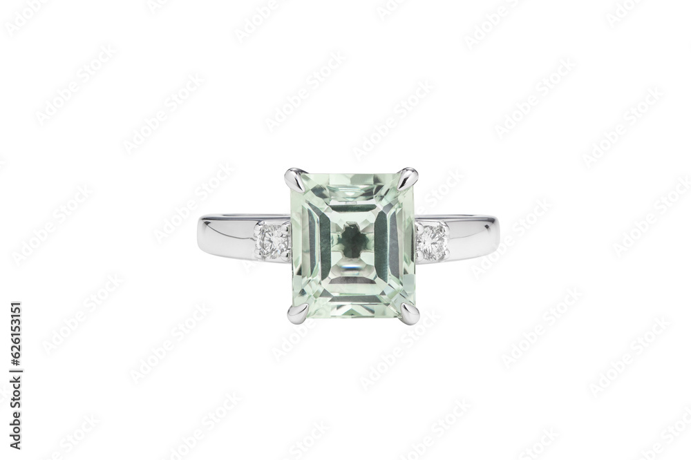 Metal Ring with Topaz and Diamonds including clipping path
