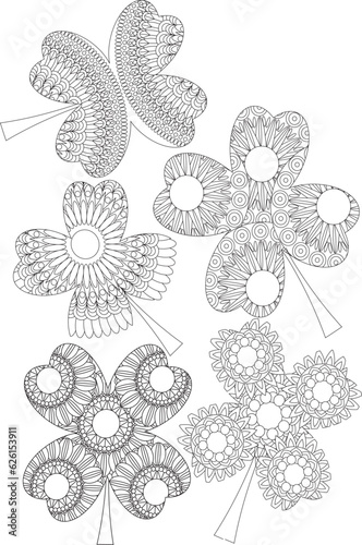 intricate adult coloring page flower floral garden clover geometric holiday meditation coloring page