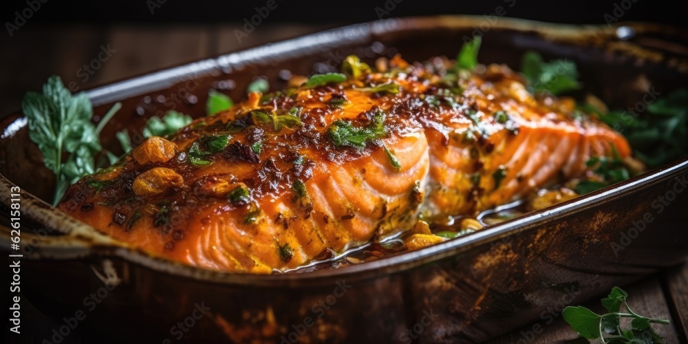 Deliciously seasoned salmon fillet baked to perfection recipe.