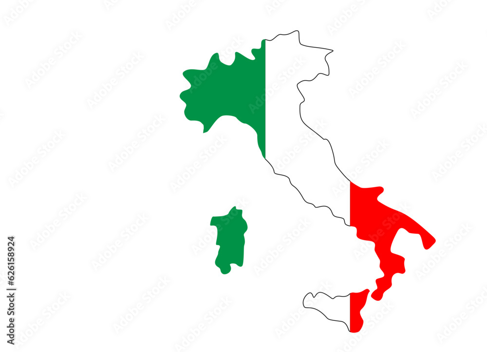 Italy contour map, shape of country with flag. Italy country contour map, shape of country. Map silhouette of European country, state in EU. Drawing background. Vector drawing background Italy contour map, shape of country with flag. Italy country contour map, shape of country. Map silhouette of European country, state in EU. Drawing background. Vector drawing background