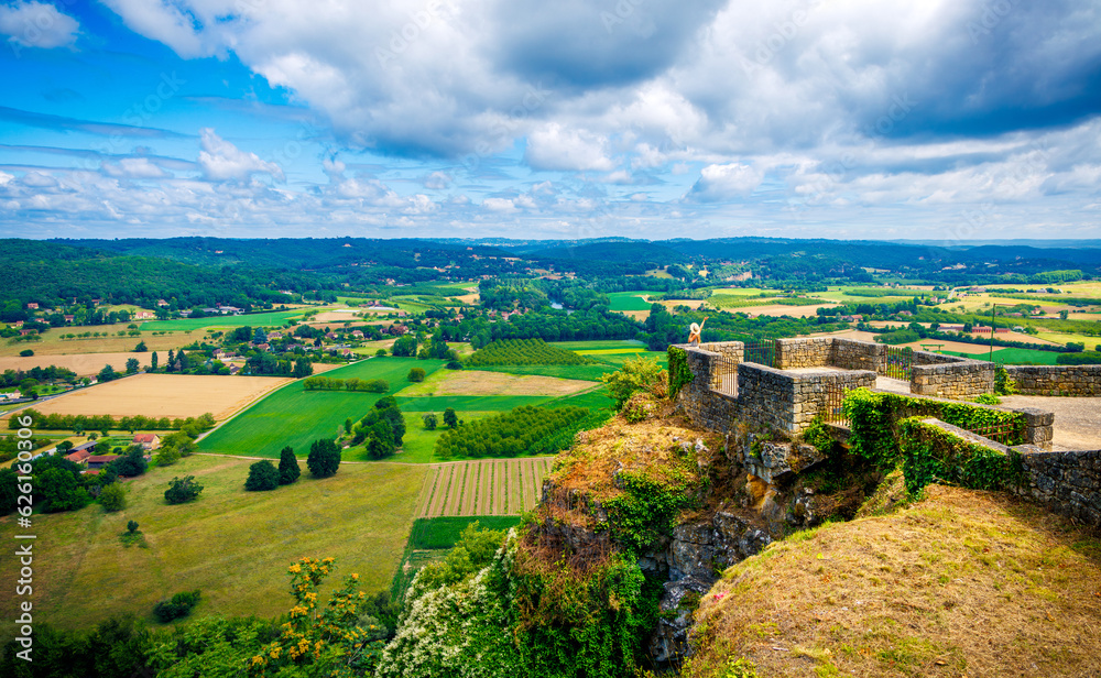 Panorama view of Dordogne valley in France Panorama view of Dordogne valley in France