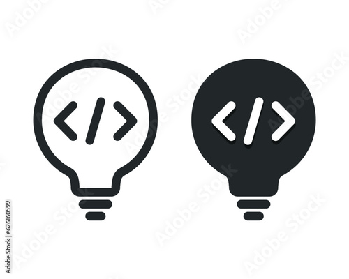 Lightbulb coding icon. Illustration vector