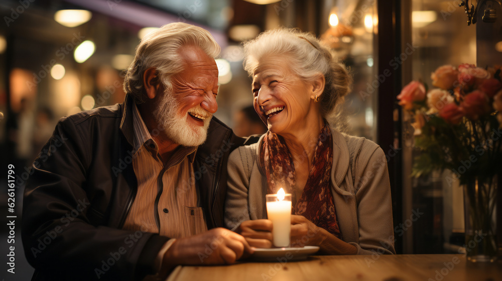 sweet senior couple eating ice cream AI Generated