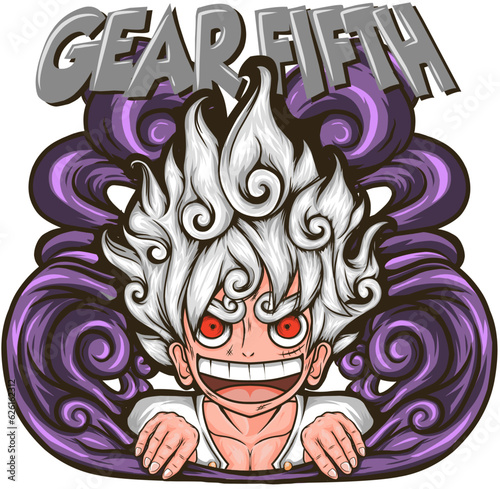 gear fifth gear 5 sun god nika gomu gomu no mi hito hto no mi arttwork illstration vector 