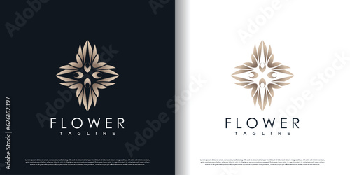 flower logo design with creative concept premium vector