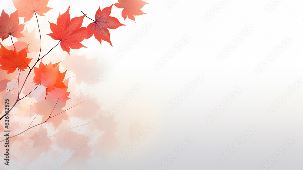 Naklejka premium white background with copy space yellow autumn leaves layer postcard. Generative AI