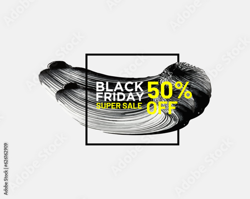Collection of brush stroke sale, stickers and tags banners, with brush black, gold, sales label collection suitable for design promotion media