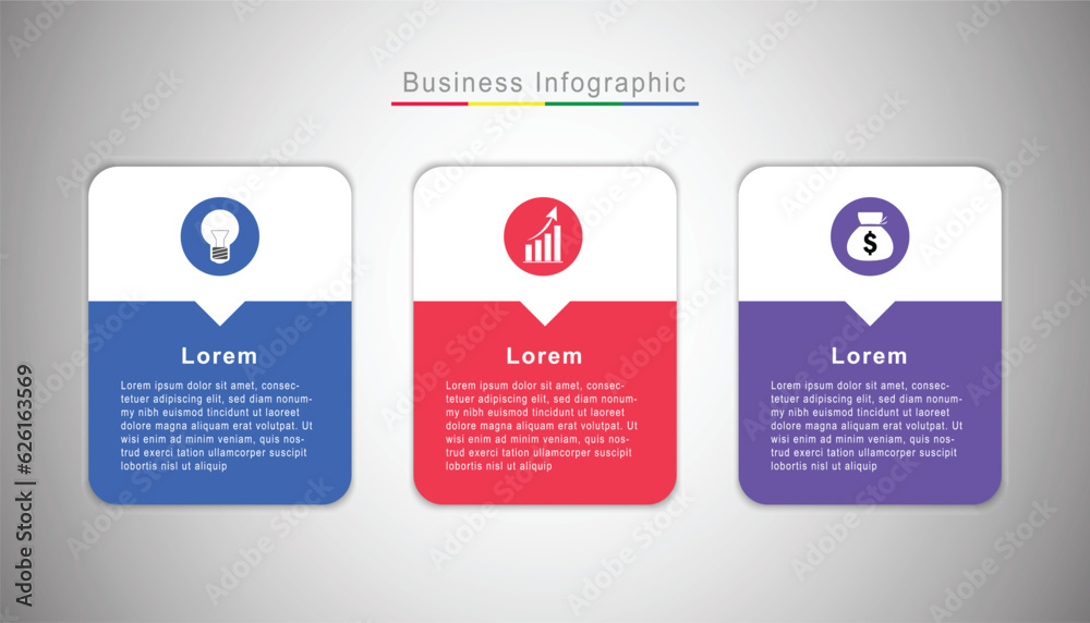 Business Infographic with note paper design vector. used for presentations banner, process diagram, flow chart, info graph