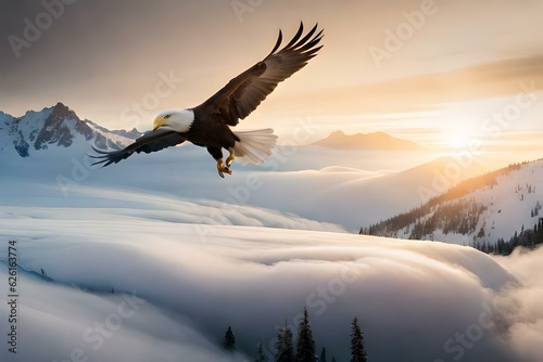 eagle in the snow generated ai