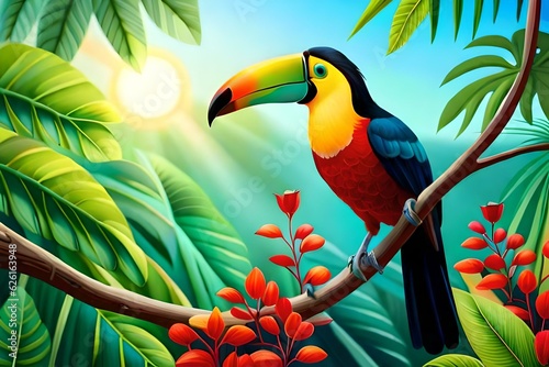 toucan in the jungle generated ai