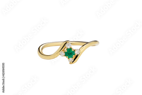 Gold Ring with Topaz and Diamonds including clipping path