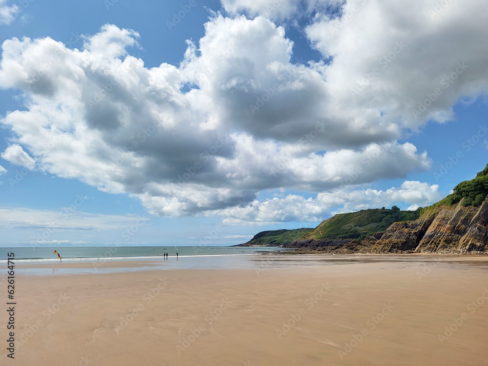 Caswell Bay is a gently sloping beach located on the south Gower Coast. It is a sandy beach popular with families, holiday makers and surfers, and it regularly achieves Blue Flag status.