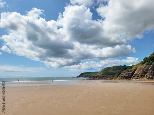 Caswell Bay is a gently sloping beach located on the south Gower Coast. It is a sandy beach popular with families, holiday makers and surfers, and it regularly achieves Blue Flag status.