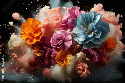 explosion of colors, epic flowers.. AI Generated