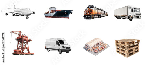 a set of types of logistics related images