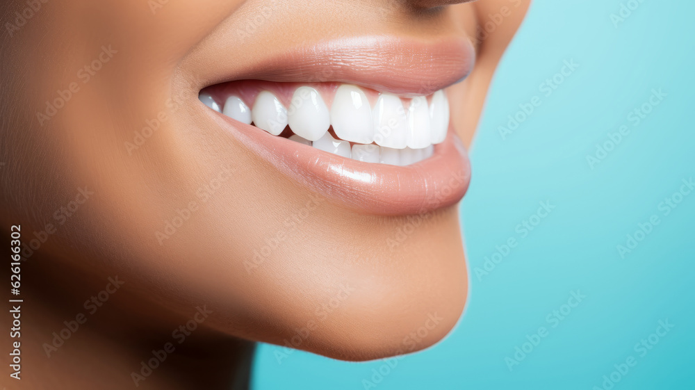 Fototapeta premium A Beautiful Girl Closeup Shot of her teeth. AI Generated