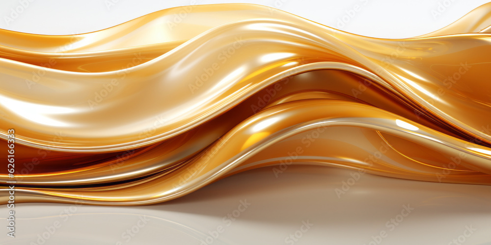 Naklejka premium Abstract golden metal lines over white background. AI Generated