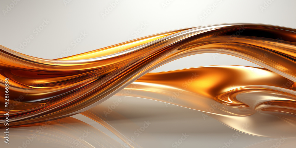 Naklejka premium Abstract golden metal lines over white background. AI Generated