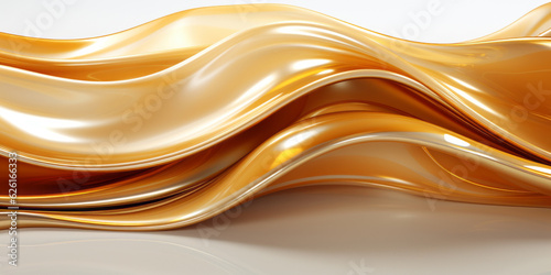 Abstract golden metal lines over white background. AI Generated