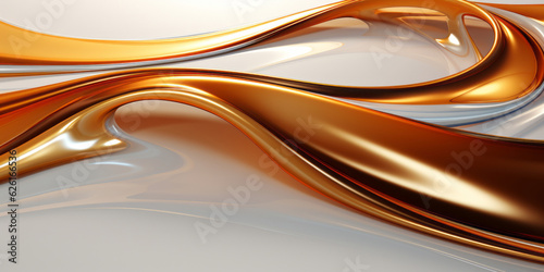 Abstract golden metal lines over white background. AI Generated