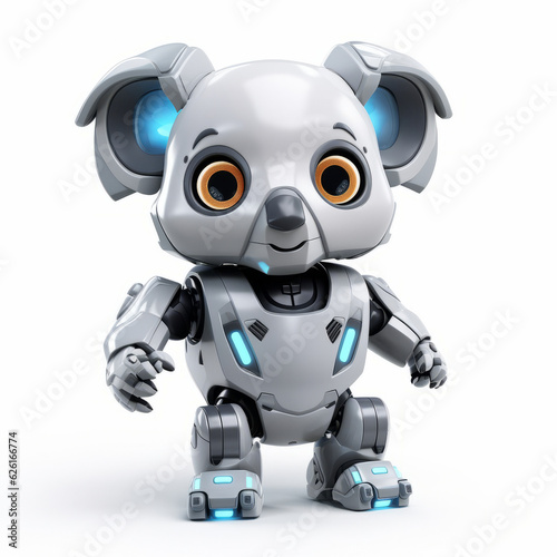 Cute koala robot, robotic animal isolated over white background. AI Generated © AI_images