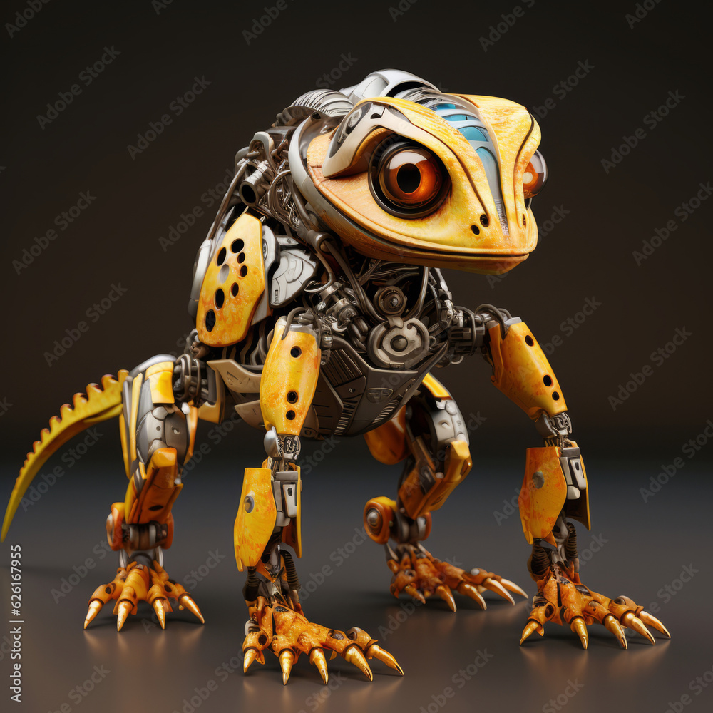 Scary and terrible reptile monster robot, robotic animal isolated white background. AI Generated Scary and terrible reptile monster robot, robotic animal isolated white background. AI Generated