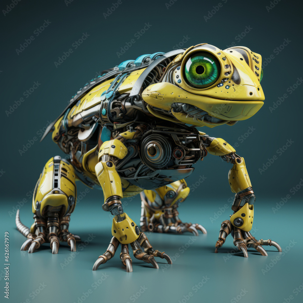 Scary and terrible reptile monster robot, robotic animal isolated white background. AI Generated Scary and terrible reptile monster robot, robotic animal isolated white background. AI Generated