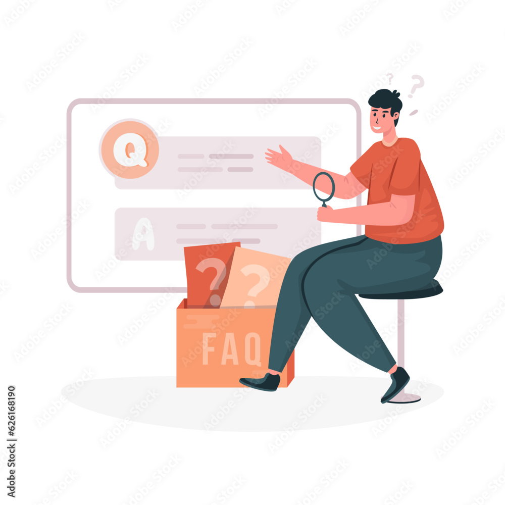 Online question illustration for FAQ website page Online question illustration for FAQ website page