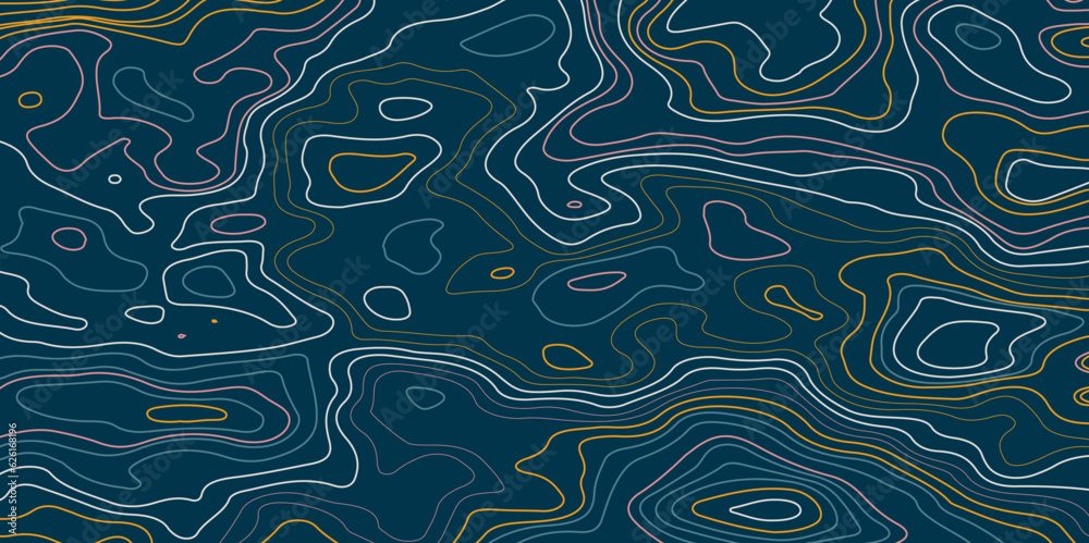 Geographic Colorful Pattern Colorful background of topographic line map. Vector line pattern of ...