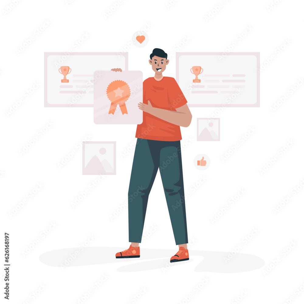 Getting award trophies illustration for achievement web page profiles Getting award trophies illustration for achievement web page profiles