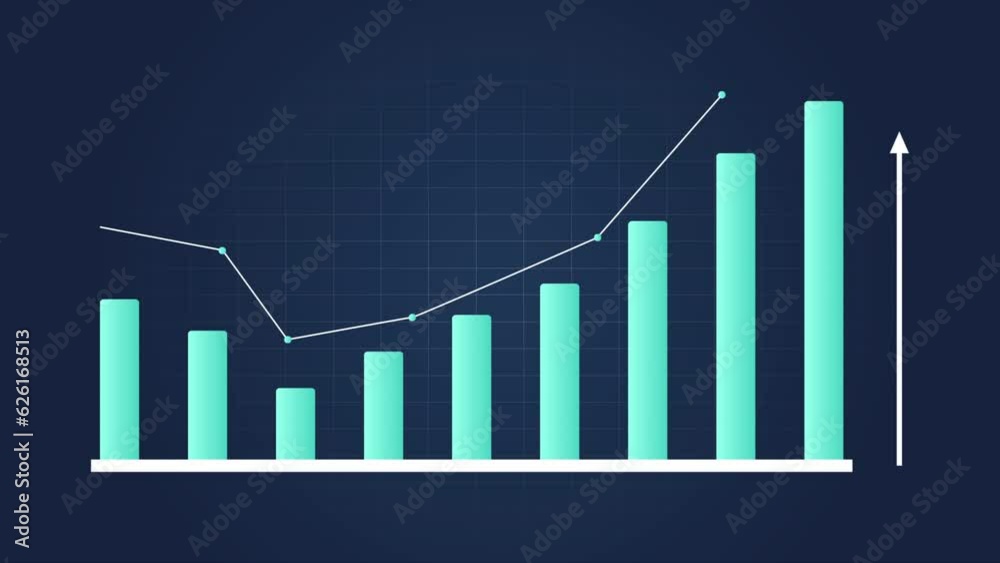 business graph showing growth on blue background business graph showing growth on blue background