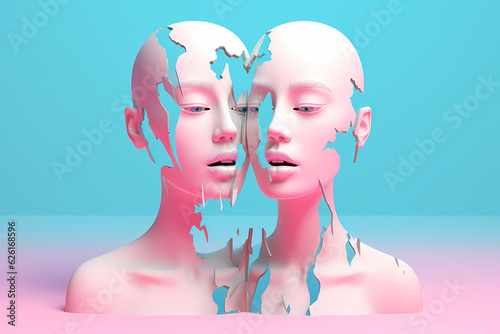 Gender dysphoria two non binary persons Generative AI photo