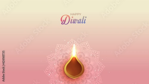 Happy diwali flat creamish gradient decorative design photo