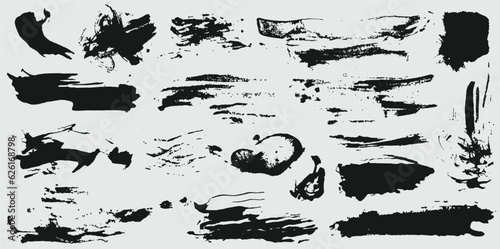 Wallpaper Mural Black silhouette spot with droplets, smudges, stains, splashes. Ink blot in grunge style. Vector illustration Torontodigital.ca