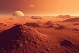 Illustration of mars planet surface landscape, Generative AI