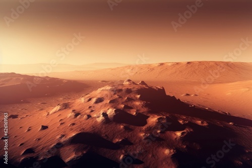 Illustration of mars planet surface landscape, Generative AI