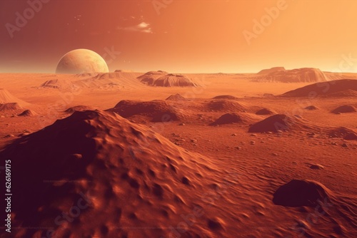 Illustration of mars planet surface landscape  Generative AI