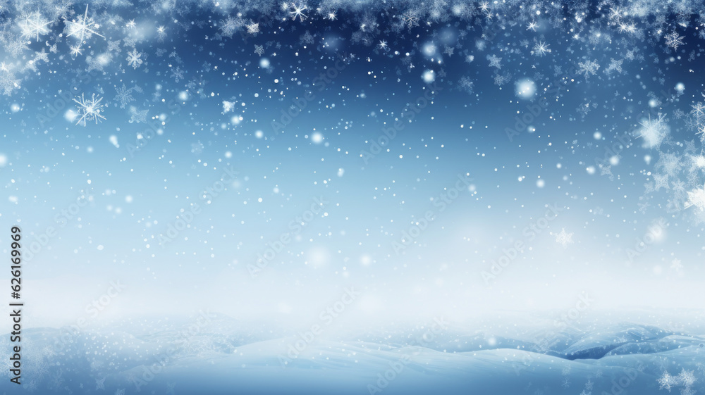 Banner with empty snowy background a lot of copy space. AI Generated