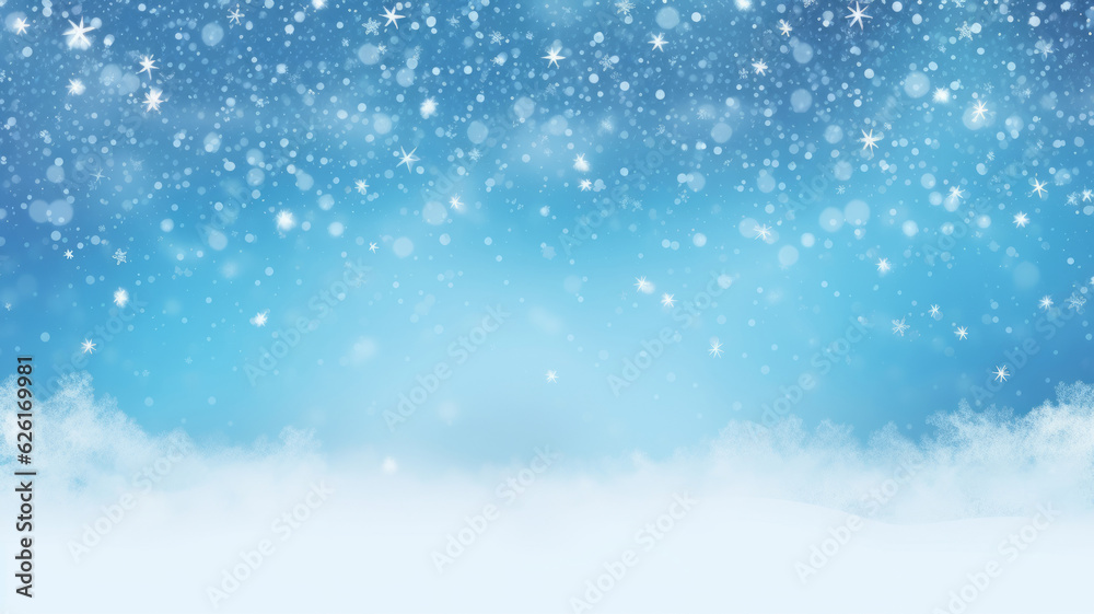 Banner with empty snowy background a lot of copy space. AI Generated